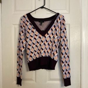 Forever 21 Purple Orange Crop Sweater NW #0001